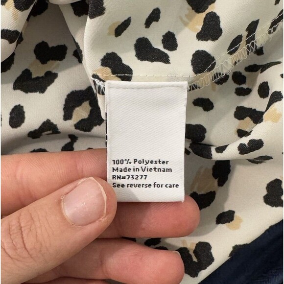 Nine West Women's Cheetah Print Pleated Blouson Long Sleeve Blouse Sz XL - Picture 9 of 10